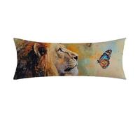 Funda de Almohada 30x90 cm animal Rectangular Funda Almohada con Cremallera Invisible, Lino Cojines Sofa, Comodidad y Transpirable león Fundas Cojines para Dormitorios para Todas Las Camas 0E-218
