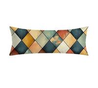 Funda de Almohada 35 x 105 cm Retro Terciopelo Cojines Sofa con Cremallera Invisible Funda Almohada enrejado Impresión a Doble Cara Fundas Cojín para Almohadas y Cojines, Decoracion Hogar 0E-260