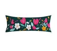 Funda de Almohada 35 x 105 cm verde Suave Terciopelo Cojines Sofa con Cremallera Invisible Funda Almohada flor Impresión a Doble Cara Fundas Cojín para Almohadas y Cojines, Decoracion Hogar 0E-607