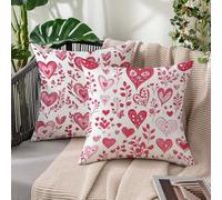 Funda de Almohada 35x35 cm Rosa, Cojines Exterior Impermeable Lino Funda Cojin Juego de 2 Fundas de Cojín Amar, Decorativas para Salón, Primavera y Verano, Hogar en Terraza y Jardín, Regalos H-849