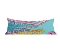 Funda de Almohada 40 x 110 cm Ciudad Protector Almohada 110 cm con Cremallera Invisible, Terciopelo Suave Pillow Case Largas Arquitectura Impresión a Doble Cara para Cama, Sofá y Dormitorio dg-502