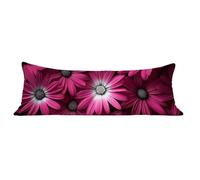 Funda de Almohada 40 x 110 cm Margarita Protector Almohada 110 cm con Cremallera Invisible, Terciopelo Suave y Transpirable Pillow Case Rosa Impresión a Doble Cara para Cama, Sofá y Dormitorio dg-35