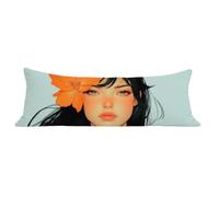 Funda de Almohada 40 x 120 cm Naranja Protector Almohada 120 cm con Cremallera Invisible, Lino Durable y Transpirable Pillow Case Largas Chica Impresión a Doble Cara para Cama, Sofá y Dormitorio dg-10