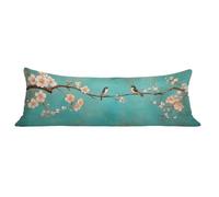 Funda de Almohada 40 x 145 cm Azul Protector Almohada 145 cm con Cremallera Invisible, Lino Durable y Transpirable Pillow Case Largas Flor Impresión a Doble Cara para Cama, Sofá y Dormitorio dg-95