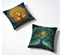 Funda de Almohada 40 x 40 Juego de 2 áRbol De La Vida, Funda Cojín 40x40 cm, Cojines Cama Paisaje Decoracion Cushion Covers Lino Impresión HD a Doble Cara para Verano Jardin Decoracion Hogar L-W7S42A