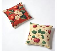 Funda de Almohada 40 x 40 Juego de 2 Rojo, Funda Cojín 40x40 cm, Cojines Cama Flor Decoracion Cushion Covers Lino Impresión HD a Doble Cara para Verano Jardin Decoracion Hogar Regalo Donna W-7C026B