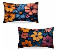 Funda de Almohada 40 x 60 CM, Fundas Cojines Realismo Lino Almohada Flor Doble Cara Impresión, Suave Mejorar la Calidad del Sueño con Cremallera Invisible para Sofá Cama Decoración Sala KBZT3430