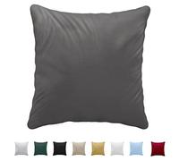 Funda de Almohada 40x40 100% Algodón de Jersey - 150 g/m² - Antracita - con Cremallera - Twinzen Funda Almohada 40 x 40 cm - Certificado Oeko Tex - Ultra Suave y Transpirable