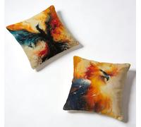 Funda de Almohada 45 x 45 Juego de 2 Amarillo, Funda Cojín 45x45 cm, Cojines Cama PáJaro Decoracion Cushion Covers Lino Impresión HD a Doble Cara para Verano Jardin Decoracion Hogar Regalo O-7RE89X