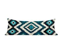 Funda de Almohada 50 x 150 cm Boho Protector Almohada 150 cm con Cremallera Invisible, Lino Durable y Transpirable Pillow Case Turquesa Impresión a Doble Cara para Cama, Sofá y Dormitorio dg-628