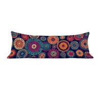 Funda de Almohada 50 x 150 cm Vistoso Protector Almohada 150 cm con Cremallera Invisible, Terciopelo Suave y Transpirable Pillow Case Retro Impresión a Doble Cara para Cama, Sofá y Dormitorio dg-77