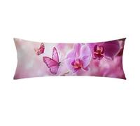 Funda de Almohada 50x150 cm rosa Rectangular Funda Almohada con Cremallera Invisible, Lino Cojines Sofa, Comodidad y Transpirable Mariposa Fundas Cojines para Dormitorios Todas Las Camas 0E-235