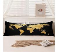 Funda de Almohada 50x150cm, Funda Almohada 150, Mundo Fundas Cojines Mapa Patrón, Terciopelo Cómodo Doble Cara Impresión Cojines Cama con Cremallera Invisible para Sofá Decoración Hogar Sala,Model1071