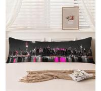 Funda de Almohada 50x150cm, Funda Almohada 150, Negro Fundas Cojines Ciudad Patrón, Terciopelo Doble Cara Impresión Cojines Cama con Cremallera Invisible para Sofá Decoración Hogar Sala, Model1751