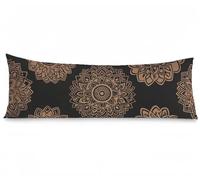 Funda de Almohada 50x150cm, Funda Almohada 150 Negro Fundas Cojines Mandala Terciopelo Suave Doble Cara Impresión Cojines Grandes con Cremallera Invisible para Sofá Cama Decoración Hogar Sala,Model607