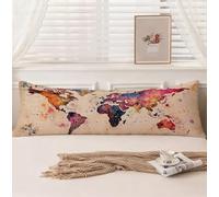 Funda de Almohada 50x150cm, Funda Almohada 150, Pintada Fundas Cojines Mapa Patrón, Terciopelo Doble Cara Impresión Cojines Cama con Cremallera Invisible para Sofá Decoración Hogar Sala, Model1069