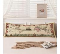 Funda de Almohada 50x150cm, Funda Almohada 150, Retro Fundas Cojines Mapa Patrón, Terciopelo Cómodo Doble Cara Impresión Cojines Cama con Cremallera Invisible para Sofá Decoración Hogar Sala,Model1533