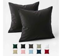 Funda de Almohada 50x50 Algodón Reforzado (Pack de 2) - Antracita - Tela Apretada de 57 Hilos/cm² - Funda Almohada 50 x 50 - Certificación Oeko Tex - Dreamzie