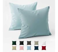 Funda de Almohada 50x50 Algodón Reforzado (Pack de 2) - Azul Claro - Tela Apretada de 57 Hilos/cm² - Funda Almohada 50 x 50 - Certificación Oeko Tex - Dreamzie