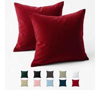 Funda de Almohada 50x50 Algodón Reforzado (Pack de 2) - Burdeos - Tela Apretada de 57 Hilos/cm² - Funda Almohada 50 x 50 - Certificación Oeko Tex - Dreamzie