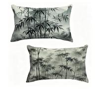 Funda de Almohada 50x60 cm Juego de 2 Bambú, Funda Cojín 50 x 60 cm, Cojines Cama áRbol Decoracion Cushion Covers Lino Impresión HD a Doble Cara para Verano Jardin Decoracion Hogar Regalo G-K57E4X