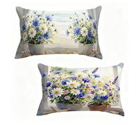 Funda de Almohada 50x70 cm Juego de 2 Estrella De Mar, Funda Cojín 50 x 70 cm, Cojines Cama Flor Decoracion Cushion Covers Lino Impresión HD a Doble Cara para Verano Decoracion Hogar Regalo 2-28433N