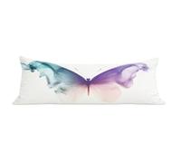 Funda de Almohada 60 x 180 cm Blanco Protector Almohada 180 cm con Cremallera Invisible, Terciopelo Suave y Transpirable Pillow Case Mariposa Impresión a Doble Cara para Cama, Sofá y Dormitorio dg-36