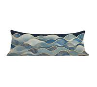 Funda de Almohada 60 x 180 cm nórdico Protector Almohada 180 cm con Cremallera Invisible, Lino Durable y Transpirable Pillow Case Largas Oro Impresión a Doble Cara para Cama, Sofá y Dormitorio dg-65