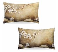 Funda de Almohada 60 x 80 Cm, Funda de Almohada Oro, cojín Ola, Almohada de Lino Estampada de Doble Cara Larga, Adecuada para sofá y decoración del hogar. KBZT0444