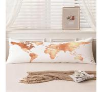 Funda de Almohada 60x180cm, Funda Almohada 180, Blanco Fundas Cojines Mapa Patrón Terciopelo Cómodo Doble Cara Impresión Cojines Cama con Cremallera Invisible para Sofá Decoración Hogar Sala,Model1279