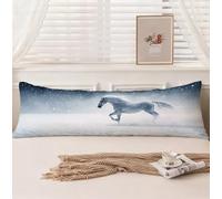 Funda de Almohada 60x180cm, Funda Almohada 180, Invierno Fundas Cojines Caballo Patrón, Terciopelo Doble Cara Impresión Cojines Cama con Cremallera Invisible para Sofá Decoración Hogar Sala, Model1095