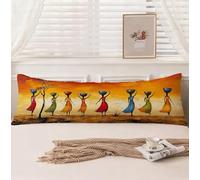 Funda de Almohada 60x180cm, Funda Almohada 180, Naranja Fundas Cojines África Patrón, Terciopelo Doble Cara Impresión Cojines Cama con Cremallera Invisible para Sofá Decoración Hogar Sala, Model1171