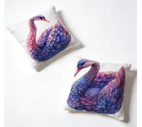 Funda de Almohada 65 x 65 Juego de 2 PúRpura, Funda Cojín 65x65 cm, Cojines Cama Cisne Decoracion Cushion Covers Lino Impresión HD a Doble Cara para Verano Jardin Decoracion Hogar Regalo 1-6NR79U