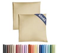 Funda de Almohada 65x65 Beige - Set de 2 Fundas de Microfibra Suaves, Cómodas y Lavables a Máquina - Fundas 65x65 Beige para una Experiencia de Confort y Elegancia - 2 Pack