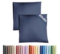 Funda de Almohada 80x80 Azul Marino - Set de 2 Fundas de Microfibra Suaves, Cómodas y Lavables a Máquina - Fundas 80x80 Azul Marino para una Experiencia de Confort y Elegancia