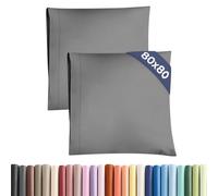 Funda de Almohada 80x80 Gris Oscuro - Set de 2 Fundas de Microfibra Suaves, Cómodas y Lavables a Máquina - Fundas 80x80 Gris Oscuro para una Experiencia de Confort y Elegancia