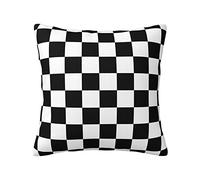 Funda de Almohada a Cuadros en Blanco y Negro, Funda de cojín Cuadrada de 18 x 18 Pulgadas para sofá, Dormitorio, Sala de Estar