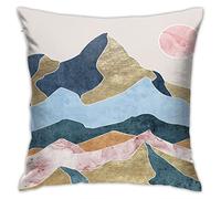 Funda De Almohada Aesthetic Landscape Illustration Abstract Mountains and Sun Design Protector Almohadas Premium Funda Almohadas Duradera Cojin Fundas para Dormitorio Cama Patio 45X45 CM