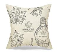 Funda De Almohada Botella De Colección Jarabe De Arce Vintage Hojas De Temporada Botánico Naturaleza Hoja Comida Bebida Cojin Fundas Transpirable Protector Almohadas 45X45 CM