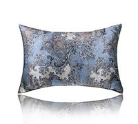 Funda de Almohada, Cabello con Cierre Oculto de Color terso(Blue Paisley Print,50x80cm)