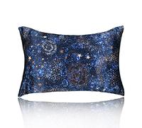 Funda de Almohada, Cabello con Cierre Oculto de Color terso(Blue Star Print,50x60cm)