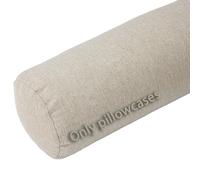 Funda de Almohada Cervical Cilíndrica de Lino con Cremallera (Solo Funda), Transpirable y Lavable.(Beige, 5.9x17.7in/15x45cm)
