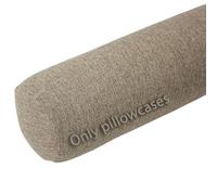 Funda de Almohada Cervical Cilíndrica de Lino con Cremallera (Solo Funda), Transpirable y Lavable.(Camel, 5.9x17.7in/15x45cm)
