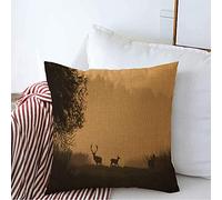 Funda De Almohada Cervidae Buck Dusk Sunset Red Deer Stag Sheds On Meadow Nature Design Fog Matching Beauty Fur Serbia Cojin Fundas Transpirable Protector Almohadas 45X45 CM