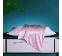 Funda de almohada Charmeuse 100% seda de morera con parte inferior de Lyocell para cabello y piel, 1 pieza con cierre de sobre (50 x 75 cm, rosa)