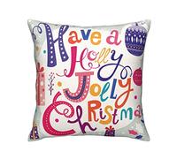 Funda De Almohada Christmas Xmas Decor Have A Holly Jolly Christmas Snowflakes Design Throw Pillow Case Modern Almohada Caso Decorativos Cojin Fundas para Patio Hogar Jardín 45X45 CM