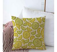 Funda De Almohada Cítricos Amarillos Jugosos Rodaja De Cidra Rodajas De Lima Diseño Comida Bebida Fruta Boceto Natural Tropical Protector Almohadas Premium Funda Almohadas 45X45 CM