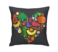 Funda De Almohada Colorful Vegetables Forming A Heart Shape Food Black Background Art Painting Cojin Fundas Cómoda Throw Pillow Case Transpirable Almohada Caso para Home Sofá Dormitorio 45X45 CM