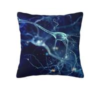 Funda de almohada con cremallera oculta, funda de cojín de poliéster con estampado de neuronas de células cerebrales 3D, funda de almohada decorativa con impresión de doble cara