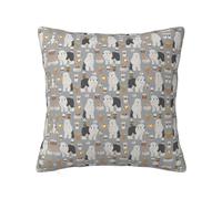 Funda de almohada con cremallera oculta, funda de cojín de poliéster, diseño de perro pastor inglés antiguo y cafés, funda de almohada decorativa con impresión de doble cara